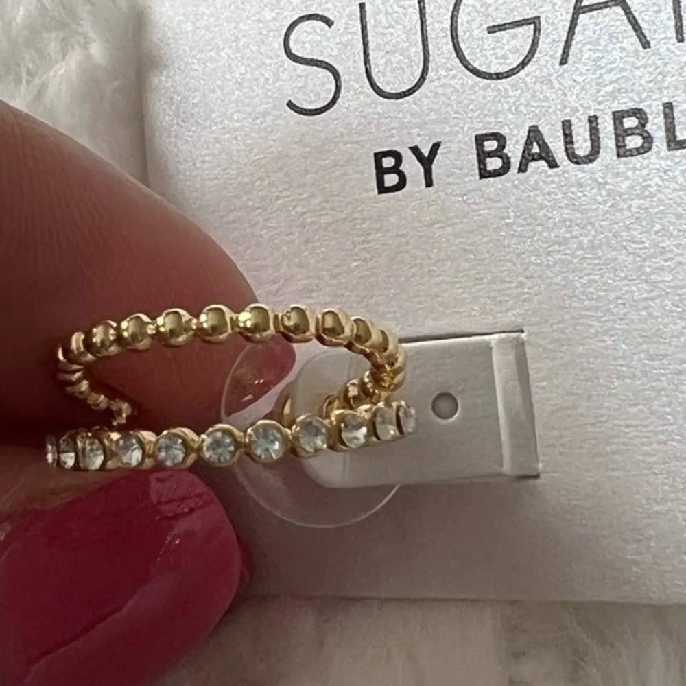 SUGARFIX‎ by BaubleBar Crystal Beaded Double Hoop Earrings - Gold NWT - Picture 4 of 9